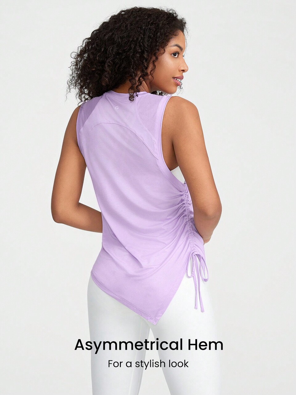 Just E Drawstring Asymmetric Design Tank Top