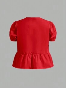 COSMINA 趣味可愛蝴蝶結泡泡袖上衣