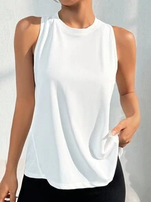 Split Back Sports Tank Top For Summer - Grey - View 4