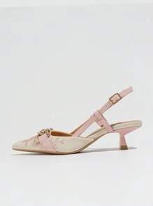 Fall/Winter 2025 Women's High-Heeled Rhinestone Mules, Fashionable, Comfortable And Suitable For Outdoors Wear With Dress Valentines, Elegant, Women Pumps, Elegant, Kitten Heels