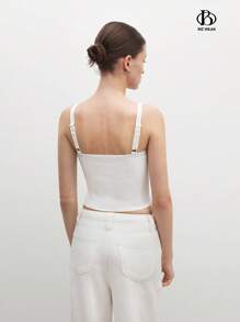 BizChic Women's Business/Office Wear Elegant Open Shoulder Cami Blouse Top, Date Night Outfit - White - View 7