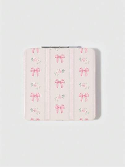 Kawaii 1pc Cute Pink Bow Teen Girl's Kawaii School Double-Sided Folding Mirror