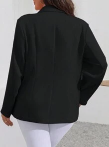 SHEIN Unity Plus Lapel Neck Solid Double Breasted Blazer Graduation,Back To School,Teacher Outfits For Women Fall Cloth For Women Autumn - Black - View 2
