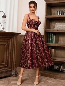 Halter Sexy Elegant Cinched Waist Compression A-Line Dress Party Dress Wedding Guest Cocktail Dress