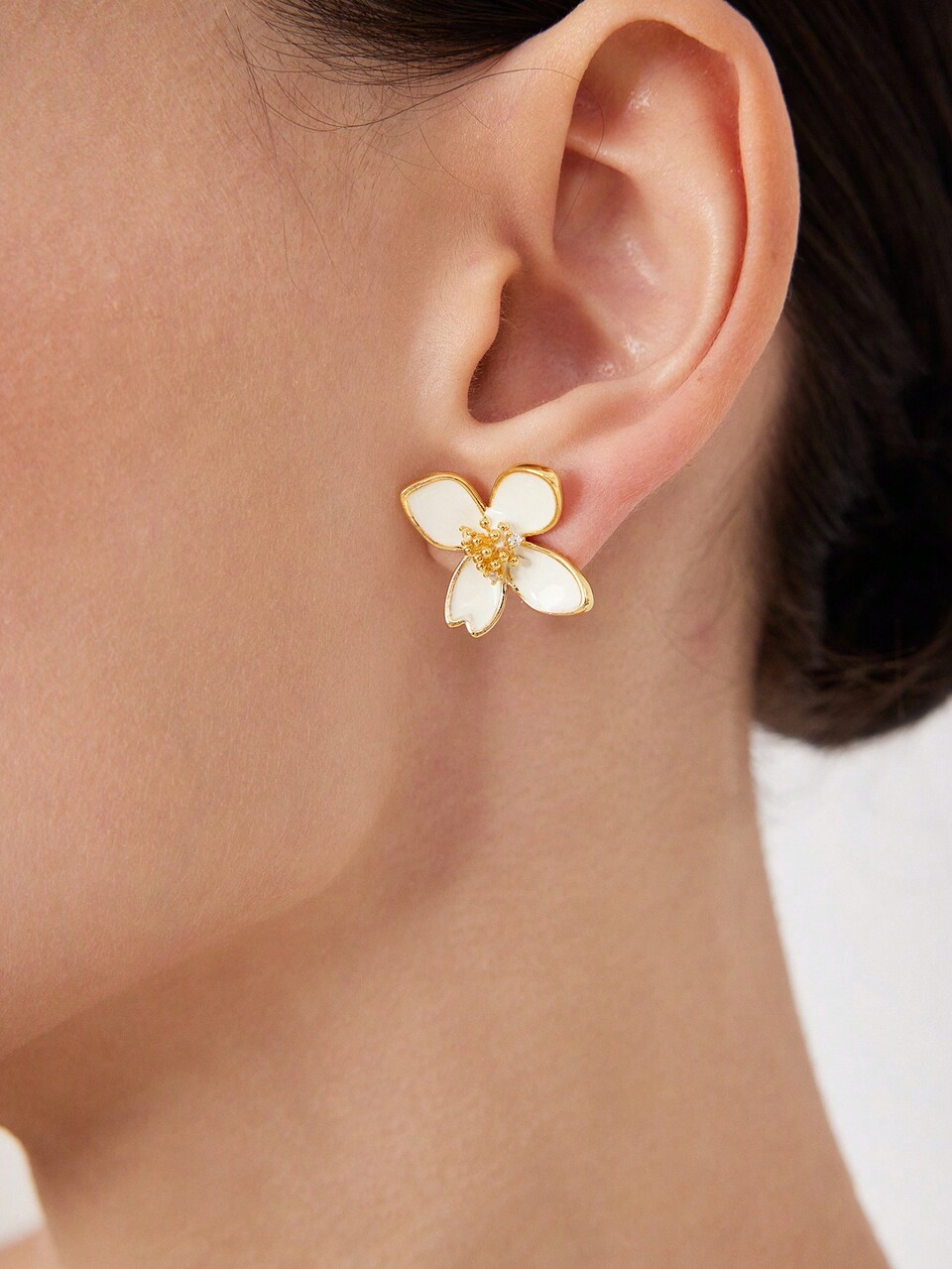 COPPER PLATED WITH ENAMEL FLOWER DROP EARRINGS, VALENTINES, MOTHER'S DAY, MOM GIFT