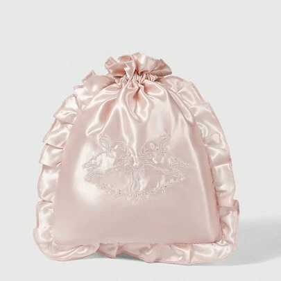 ROMWE Kawaii 패턴: 336027 토끼 자수 화장품 가방 휴대용 여행용 속옷 보관용 끈받이 가방