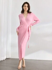 Leisure Solid Self Tie Lounge Robe