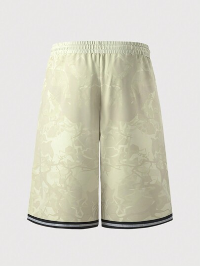 Anime Men's Summer Fashionable Cartoon Letter Printed Drawstring Waist Capri Baggy Shorts