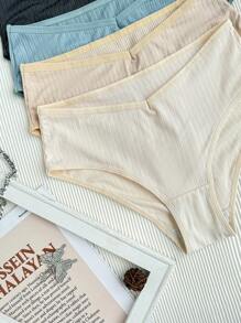 5pcs High-Elastic Comfortable Ribbed Triangle Underpants - Multicolor - View 3