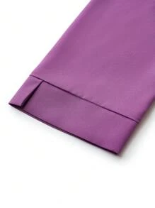 TaskEZ 柔软舒适的半纽扣磨砂制服上衣 - 紫色 - 查看 7