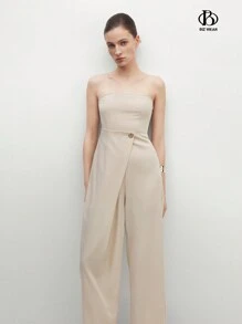 BizChic Women's Solid Color Simple Daily Strapless Jumpsuit