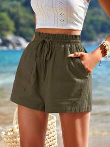 Travachic Szorty ze skośnymi kieszeniami wiązanymi w talii