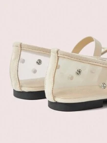 CUCCOO DOLLMOD Damskie modne kontrastowe płaskie buty z siateczki z kryształkami Buty wakacyjne Letnia wyprzedaż