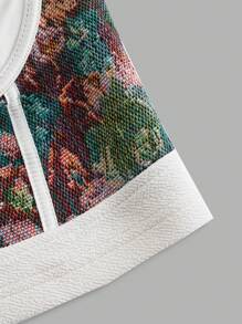 SHEIN EZwear Camiseta sin mangas de moda para mujer con estampado de espina de pescado para vacaciones - Blanco - Ver 3