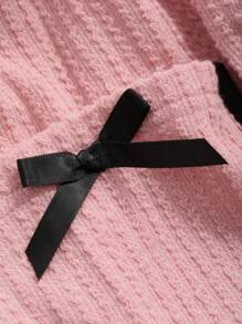 DAZY 纹理面料拼色设计双口袋睡袍睡衣 - 粉色 - 查看 7