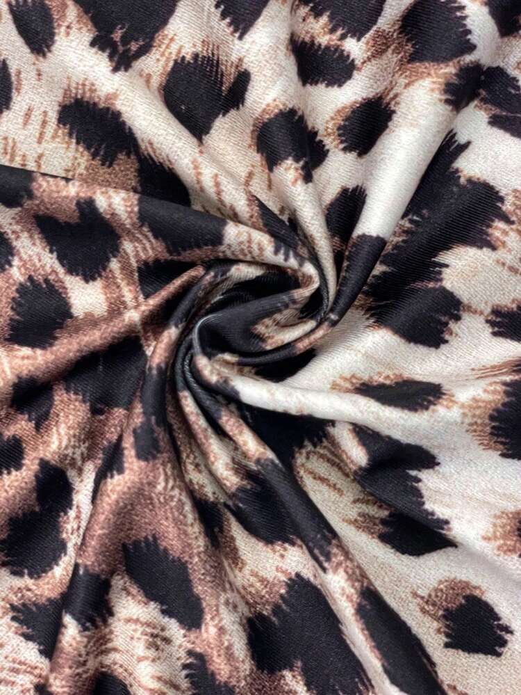 Flirla 豹紋加大尺碼緊身褲 - 彩色 - 查看 5