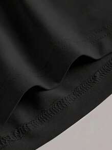 SHEIN Đầm dài tay đơn giản hàng ngày màu trơn cho nữ cỡ lớn - màu đen - Xem 3