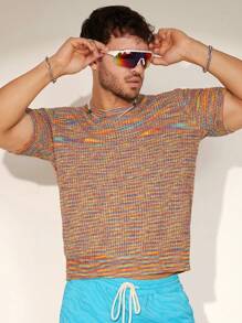 Manfinity Homme Men Round Neck Space Dye Knit Top - Multicolor - View 1