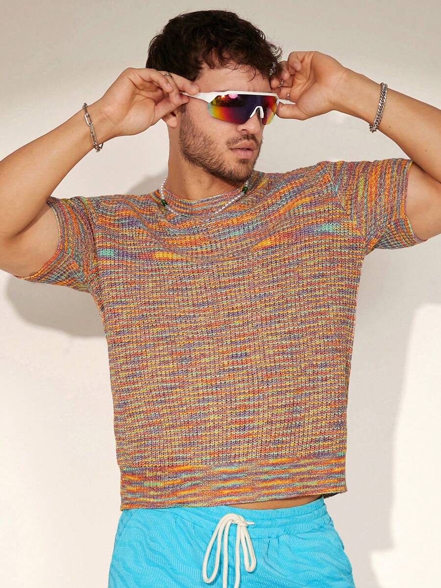 Manfinity Homme Men Round Neck Space Dye Knit Top - Multicolor - View 1