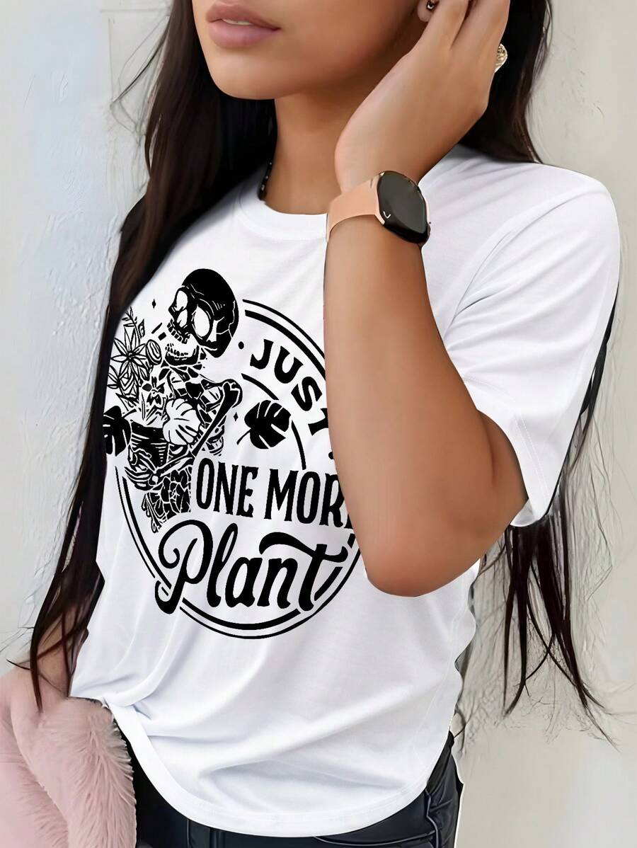 INAWLY Summer Skull Printed Women's T-Shirt - White - View 1