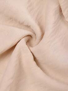 INAWLY 女士春夏纯色卷袖休闲长衬衫、长袖上衣 - 杏色 - 查看 3