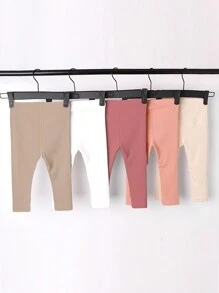 SHEIN Playful Pals Bộ Quần Âu Phù Hợp Với Bé Gái, Mùa Xuân Và Mùa Thu Hàng Mới Về Quần Legging Dệt Kim Có Độ Đàn Hồi Cao Màu Trơn - Nhiều màu - Xem 2