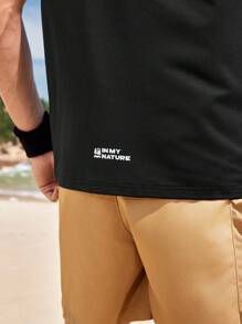 In My Nature Men Letter Graphic Outdoor Tee For Summer