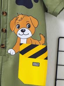 SHEIN 男孩可愛狗印花短袖連體衣