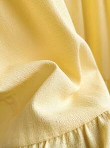 Soleia Váy chữ A xòe nhiều lớp chéo lưng phong cách nghỉ mát cho nữ, dễ thương, giản dị, thanh lịch cho tiệc tùng, trường học, công sở, mùa thu, màu vàng nhạt - Màu vàng - Xem 6