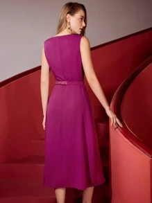 MOTF PREMIUM Robe Solide À Ourlet Enveloppant Sans Ceinture