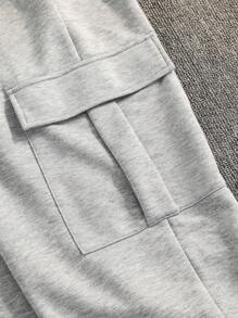 SHEIN Tween Boy Extended Size Solid Color Tactical Pocketed Casual Sports Sweatpants