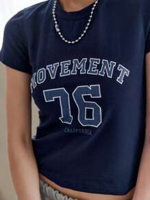 DAZY Letter Graphic Tee - Navy Blue - View 8