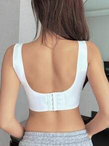 DAZY Simple Wide-Strap Bra Without Traces Or Steel Rings,Back To School Clothes - White - View 2