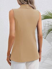 EMERY ROSE Chaleco de verano de unicolor con cuello de solapa y un botón para atar