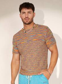 Manfinity Homme Men Round Neck Space Dye Knit Top - Multicolor - View 6