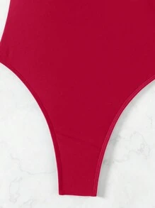 Swim SXY 2025 Women One-Piece Solid Color Sleeveless Casual Beach Swimsuit Summer - Red - View 4