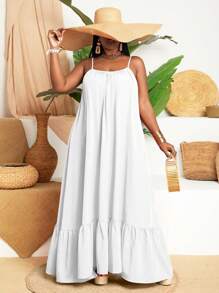 Slaydiva Tank-Top-Swing-Kleid Einfarbig in großen Größen