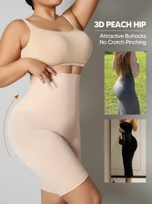 Women's High Elasticity Tummy Control Tight Shorts - Apricot - View 2