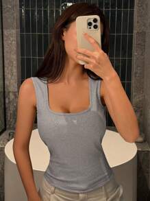 DAZY 女式加厚纯色宽肩带背心，四季皆宜，适合健身