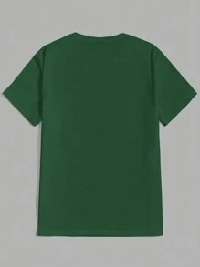 SHEIN Áo dài tay ngắn tay trơn cho nam 3 chiếc cho mùa hè - màu xanh lá - Xem 2