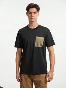 In My Nature 男士戶外彩塊拉鍊設計短袖休閒運動T恤