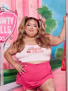 SHEIN MOD Plus Size Women'S Asymmetric Hem Denim Skort