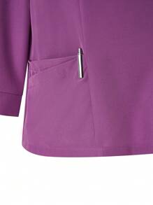 TaskEZ 柔软舒适的半纽扣磨砂制服上衣 - 紫色 - 查看 8