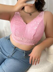 Große Größen Sexy spitzenbesetzter BH ohne Bügel für Damen, 1 Stück, Lingerie