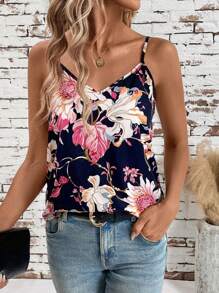 SHEIN Clasi 女士夏季假日花卉印花休閒背心上衣