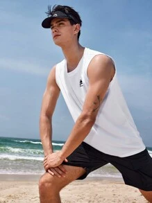 In My Nature Men's Summer Casual Outdoor Letter Printed Top - White - View 5