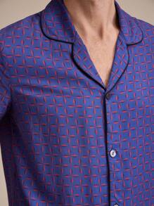EverLounge Men's Homewear Set, Short Sleeve Button-Up Collared Shirt And Printed Pants With Pockets, Comfortable Pajama - Multicolor - View 2