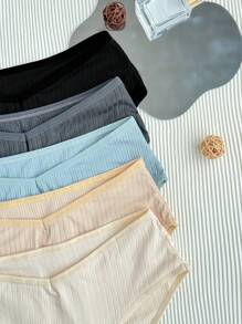 5pcs High-Elastic Comfortable Ribbed Triangle Underpants - Multicolor - View 4
