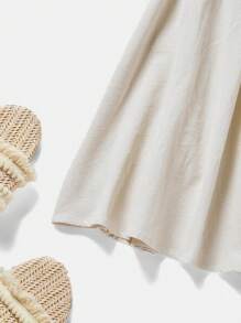 Soleia 女士綁帶肩帶褶皺腰部背心裙 - 米色 - 查看 5