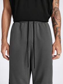 Manfinity VCAY Men's Knitted Straight Leg Long Pants With Waist Rope - Dark Grey - View 7